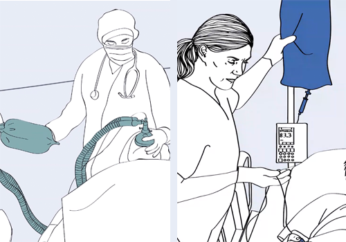 Illustrations of a surgeon and nurse from the toolkit 